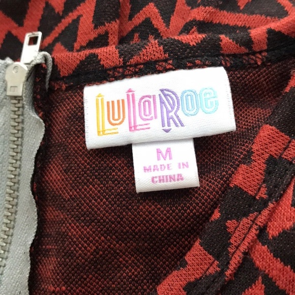 LulaRoe Fit and Flare A Line Orange Brown Dress - Picture 4 of 4